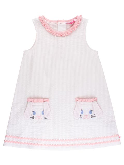 Seersucker Ruffle Pocket Dress (Toddler, Kids)