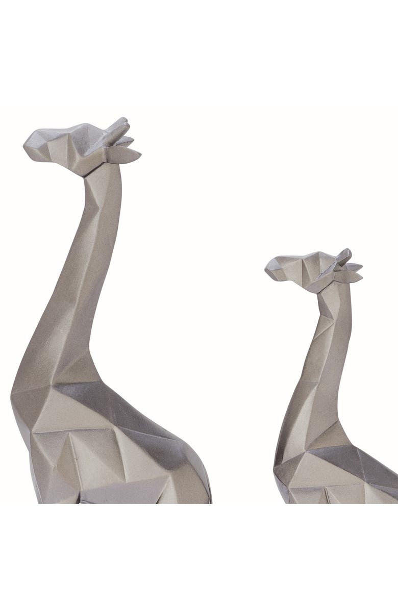 COSMO BY COSMOPOLITAN Large Modern Style Metallic Silver Giraffe Statue - Set of 2, Alternate, color,