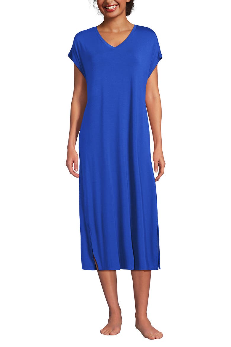 Short Sleeve Cooling Midi Nightgown, Main, color, Vibrant Lapis