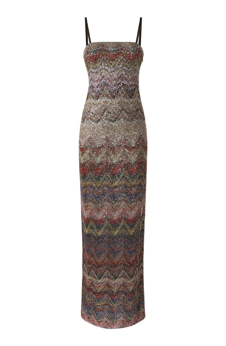Missoni Bustier Long Dress With Zigzag Pattern, Alternate, color, Multicoloured