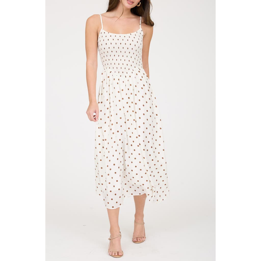 Blu Pepper Polka Dot Midi Dress in White at Nordstrom Rack, Size Medium