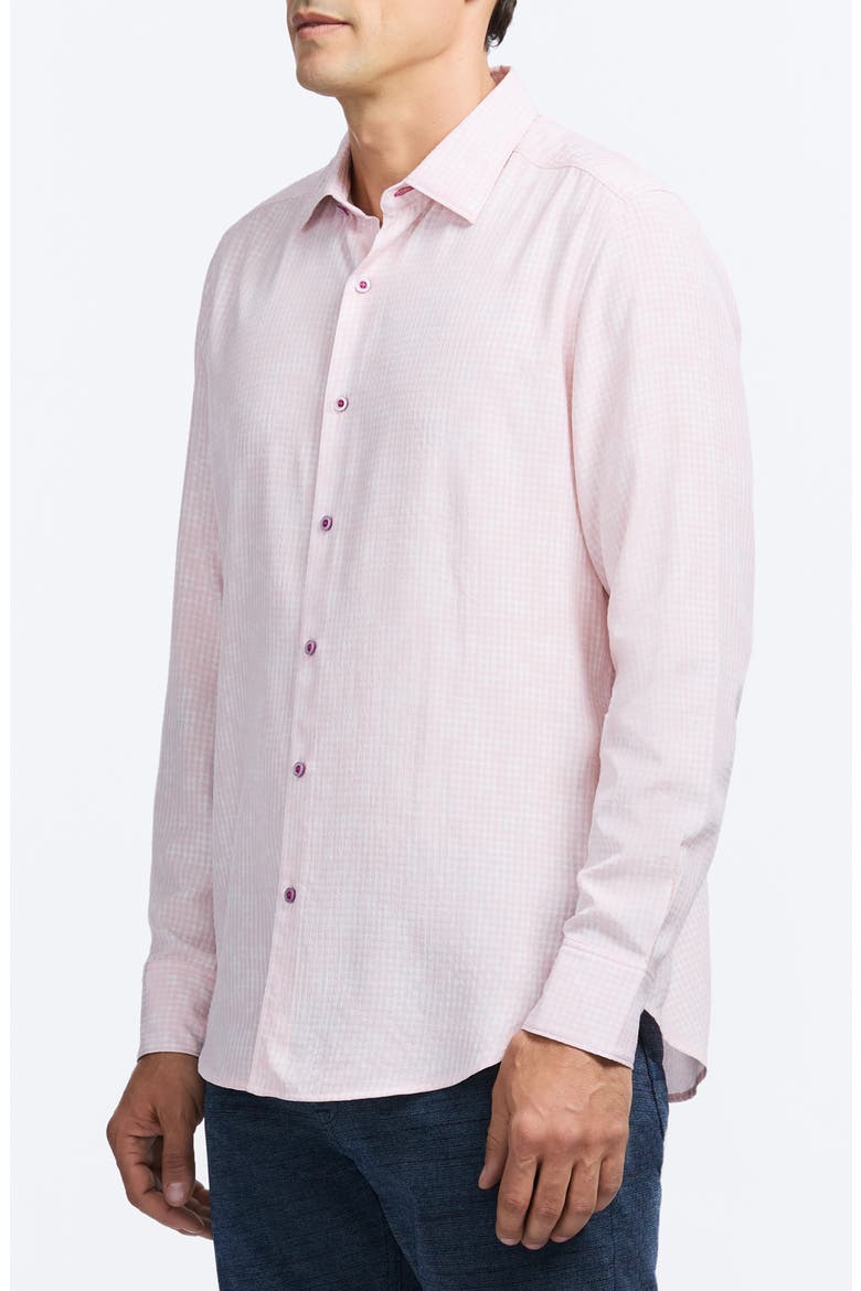 Angola Faded Plaid & Floral Button-Up Shirt, Alternate, color, PINK