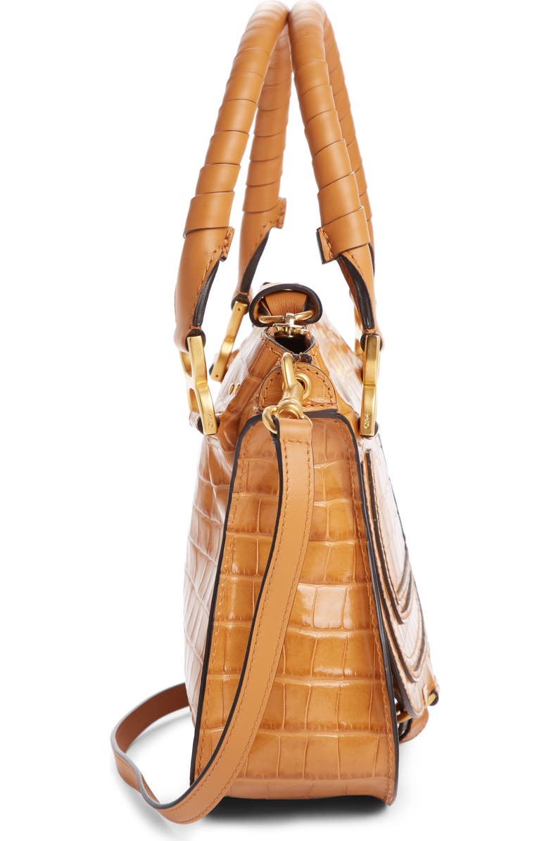 Chloé Small Marcie Croc Embossed Leather Satchel, Alternate, color,