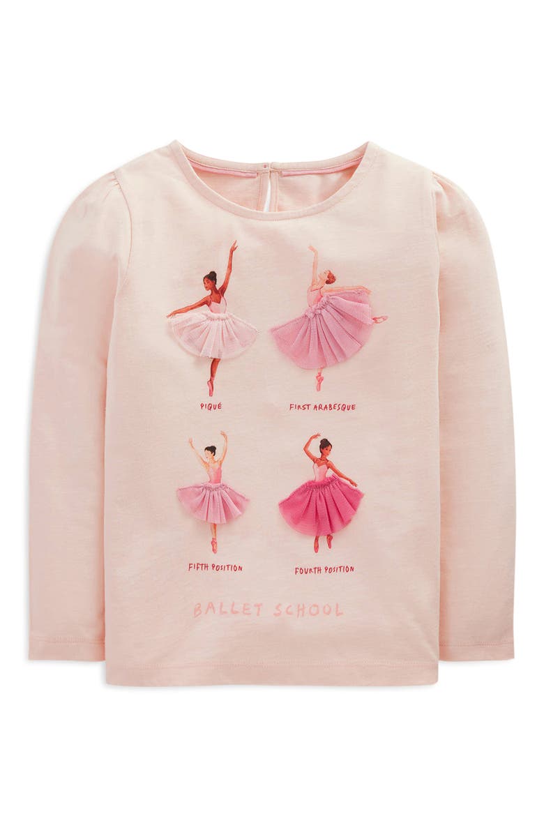 Kids' Ballet School Appliqué Puff Sleeve T-Shirt, Main, color, BOTANIC PINK BALLERINAS