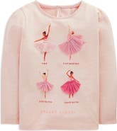 Mini Boden Kids' Ballet School Appliqué Puff Sleeve T-Shirt