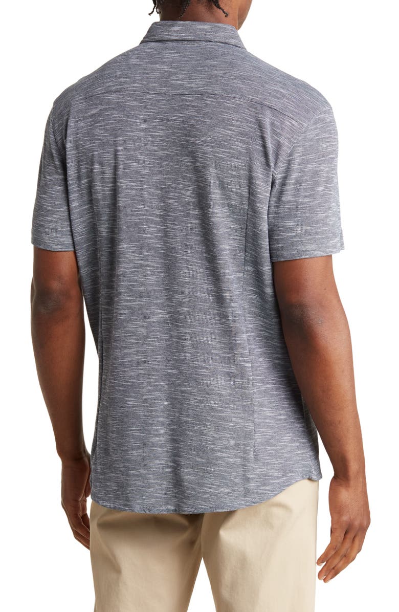 SOUL OF LONDON Full Button Short Sleeve Knit Shirt, Alternate, color, Navy