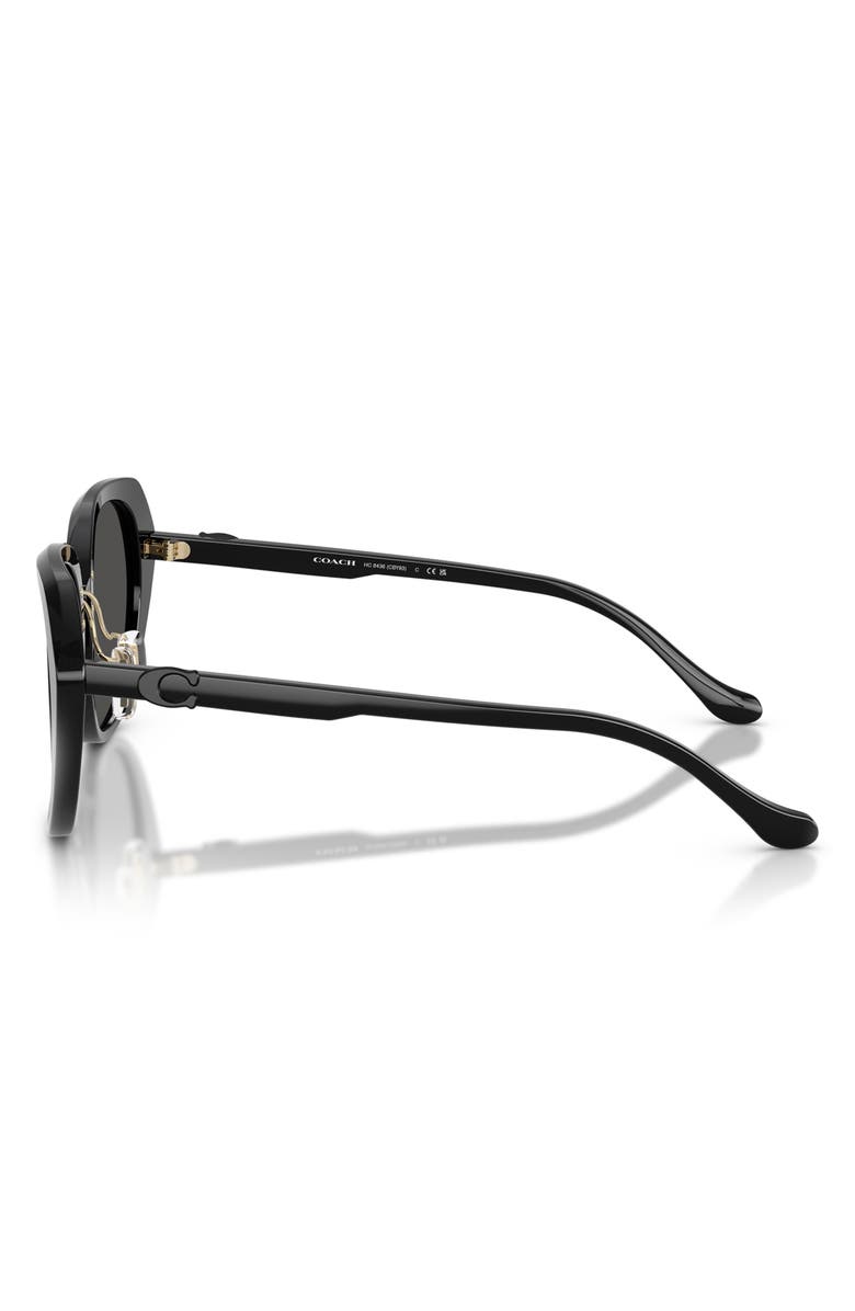 COACH 55mm Irregular Round Sunglasses, Alternate, color, Black / Grey Solid