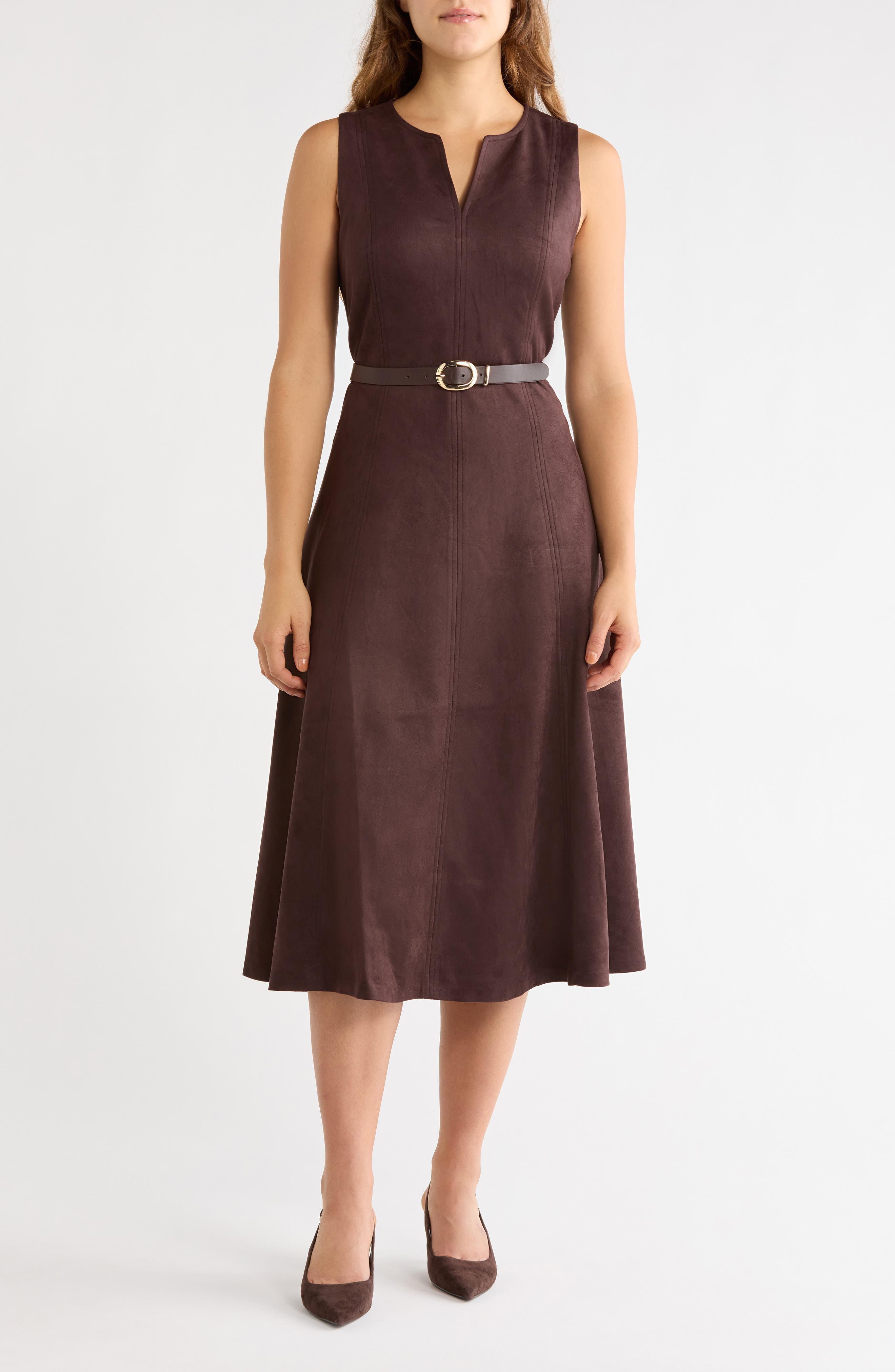 Faux Suede Fit & Flare Dress