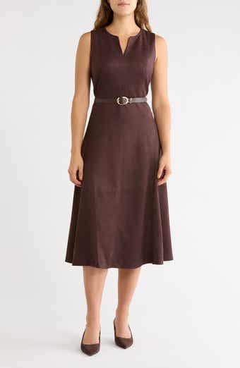 Faux Suede Fit & Flare Dress