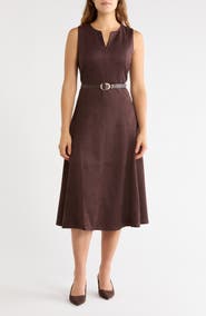Halogen® Faux Suede Fit & Flare Dress