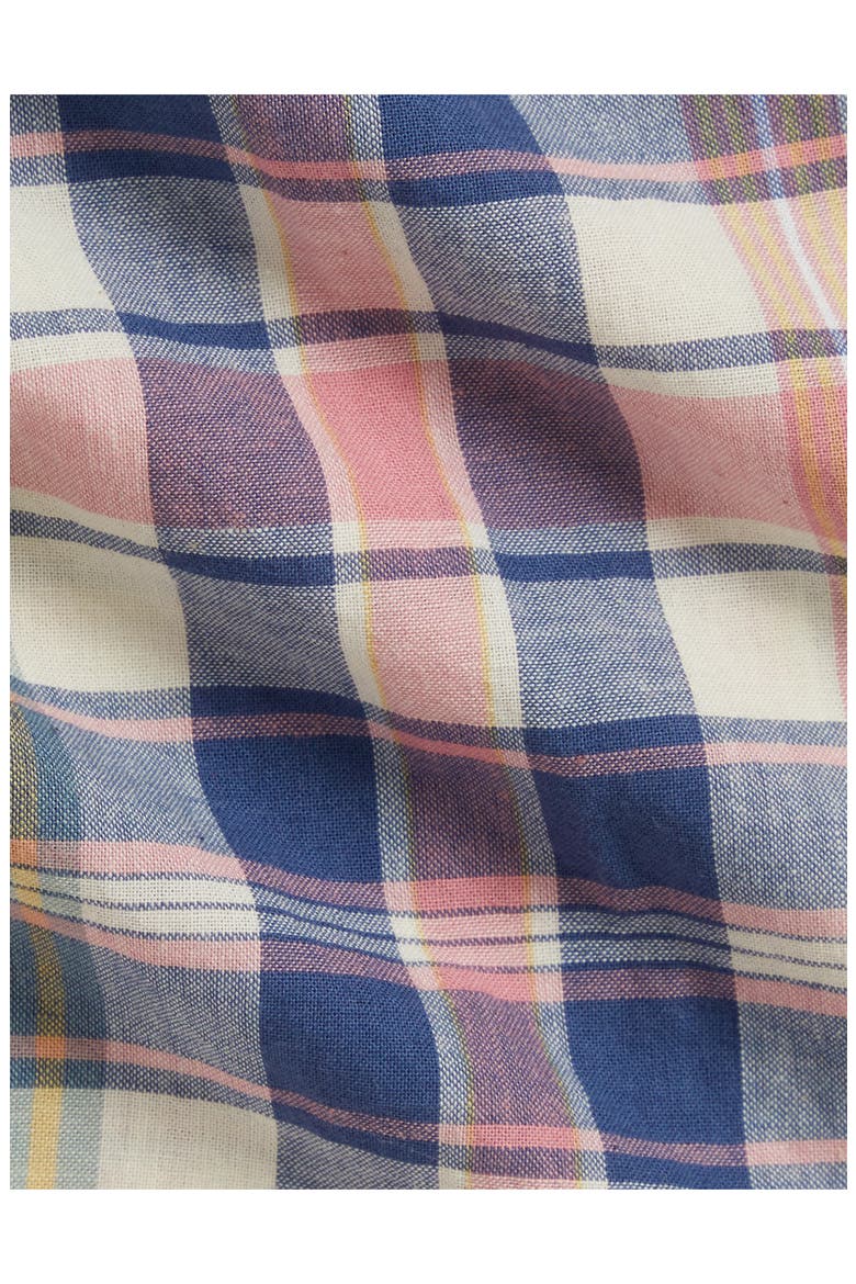 Madras Inspired Plaid Cotton Dress, Alternate, color, EARTH BLUE-PINK MULTI