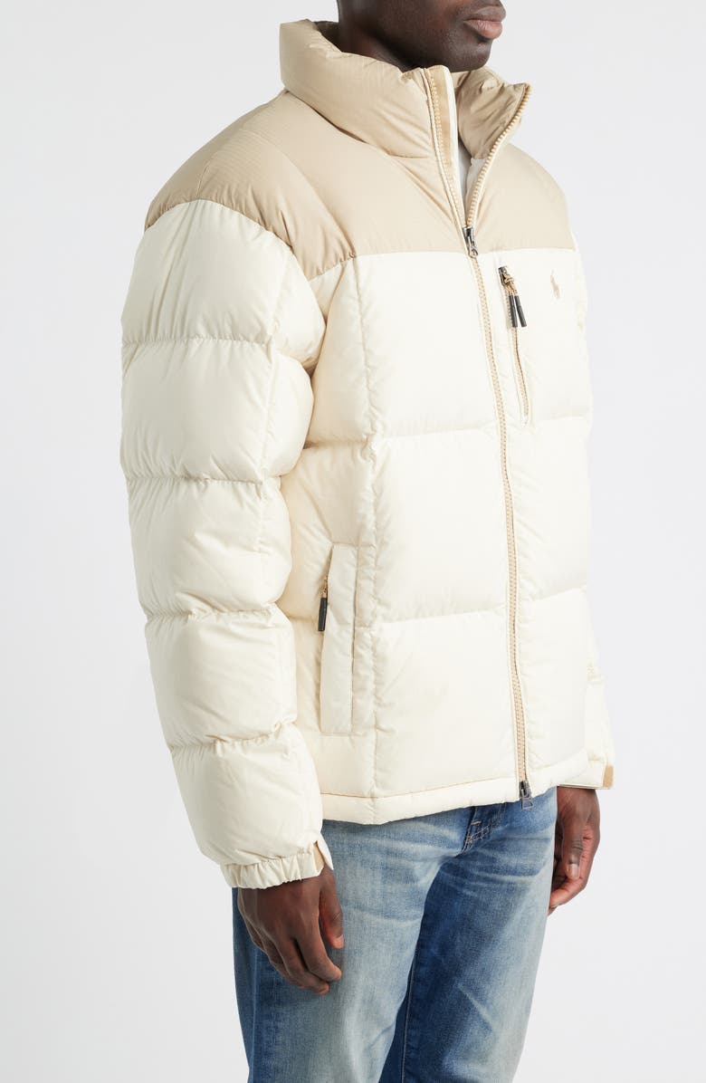 Polo Ralph Lauren The Gorham Down Jacket with Removable Hood, Alternate, color, Classic Tan/ Andover Cream