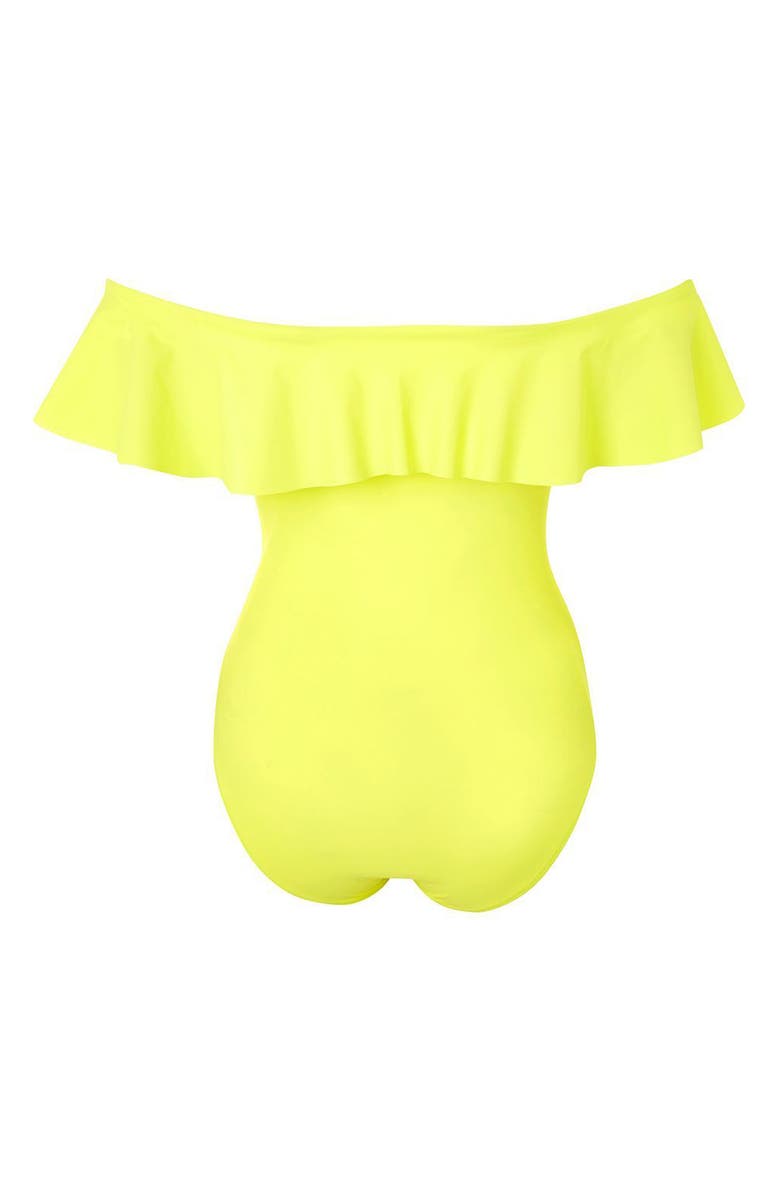 Topshop Ruffle Off the Shoulder One-Piece Swimsuit, Main, color, 