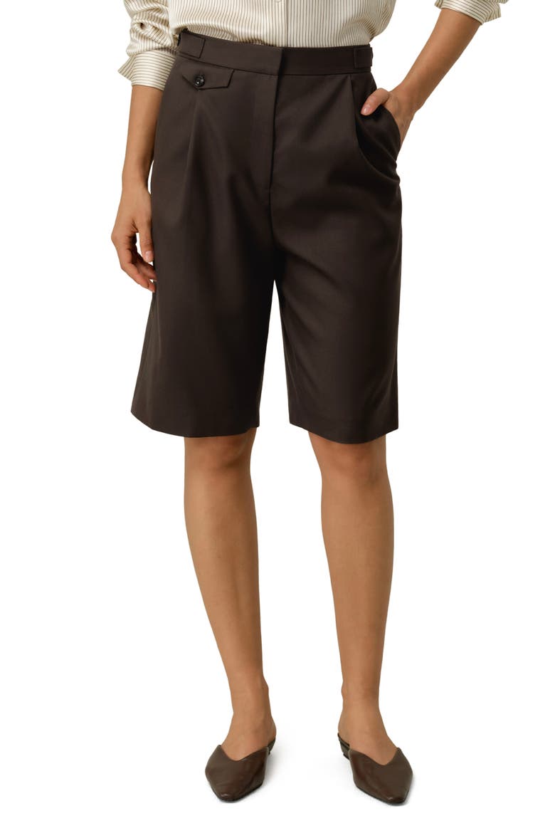 Women's Wool-Silk Bermuda Shorts, Main, color, Chestnut