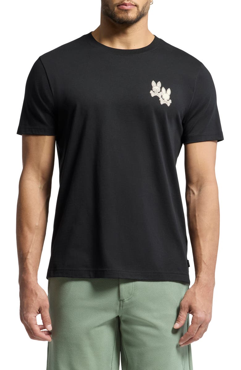 Psycho Bunny Elliot Pima Cotton Graphic T-Shirt, Main, color, Black