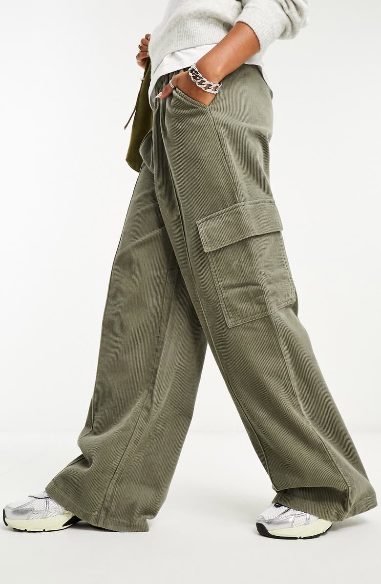 ASOS DESIGN Corduroy Cargo Pants, Alternate, color, Khaki