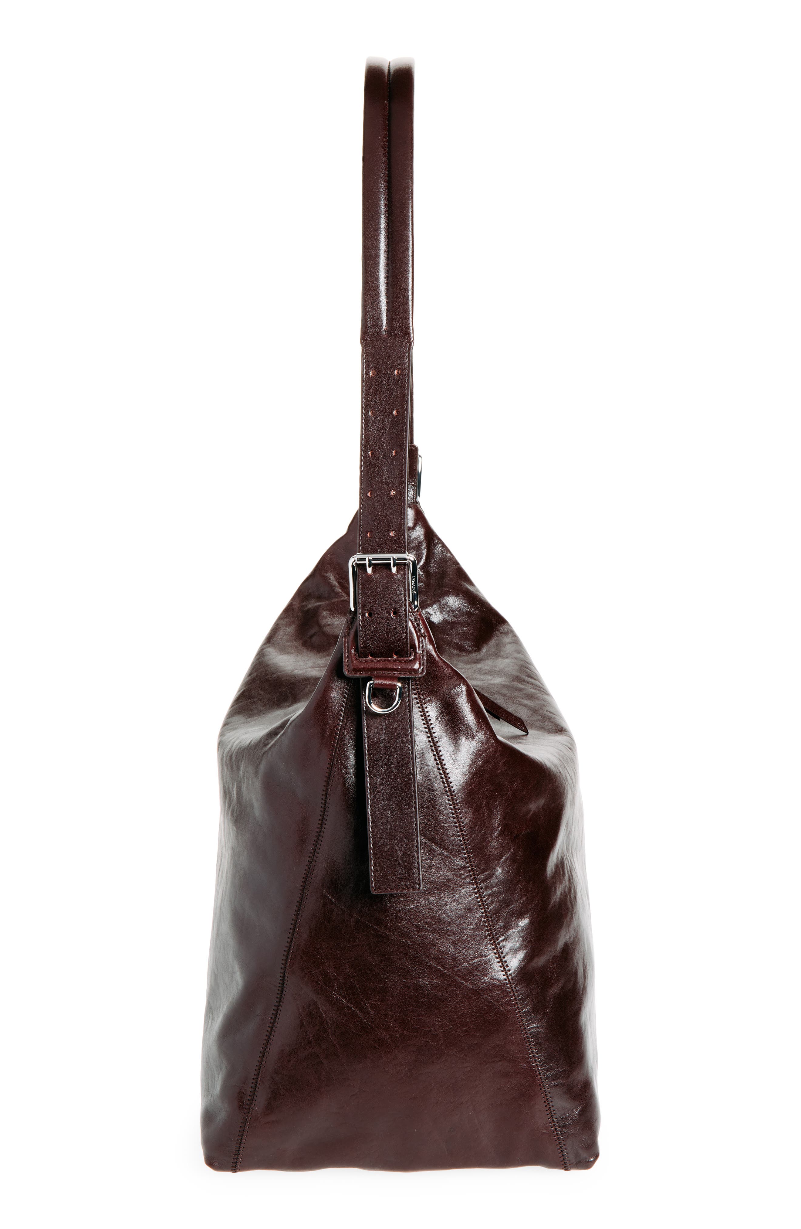 Lemaire Belted Leather Hobo Bag, Alternate, color, Chianti
