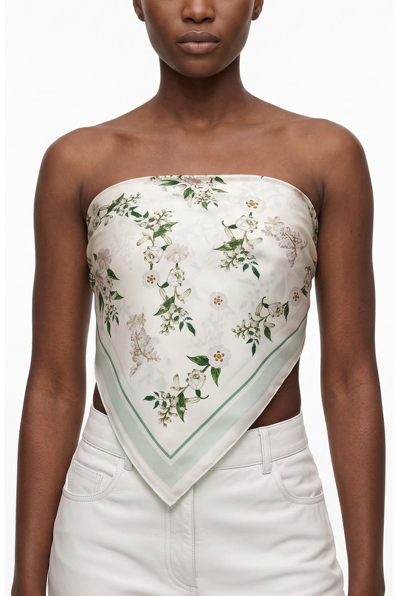 Lily Garden Double Sided Silk Scarf, Alternate, color, Ivory