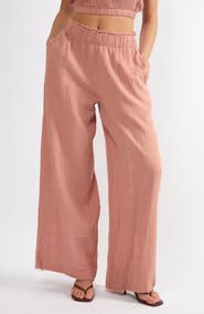 Viens Avec Moi Crinkle Cotton Gauze Wide Leg Pants