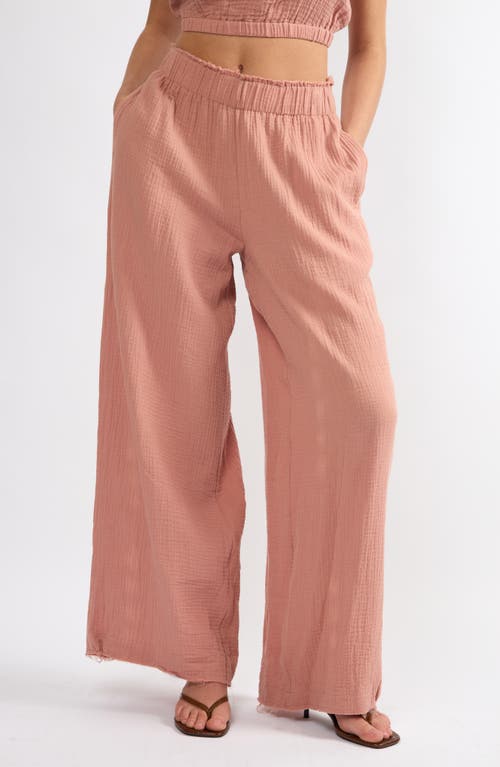 Viens Avec Moi Crinkle Cotton Gauze Wide Leg Pants in Rose  product