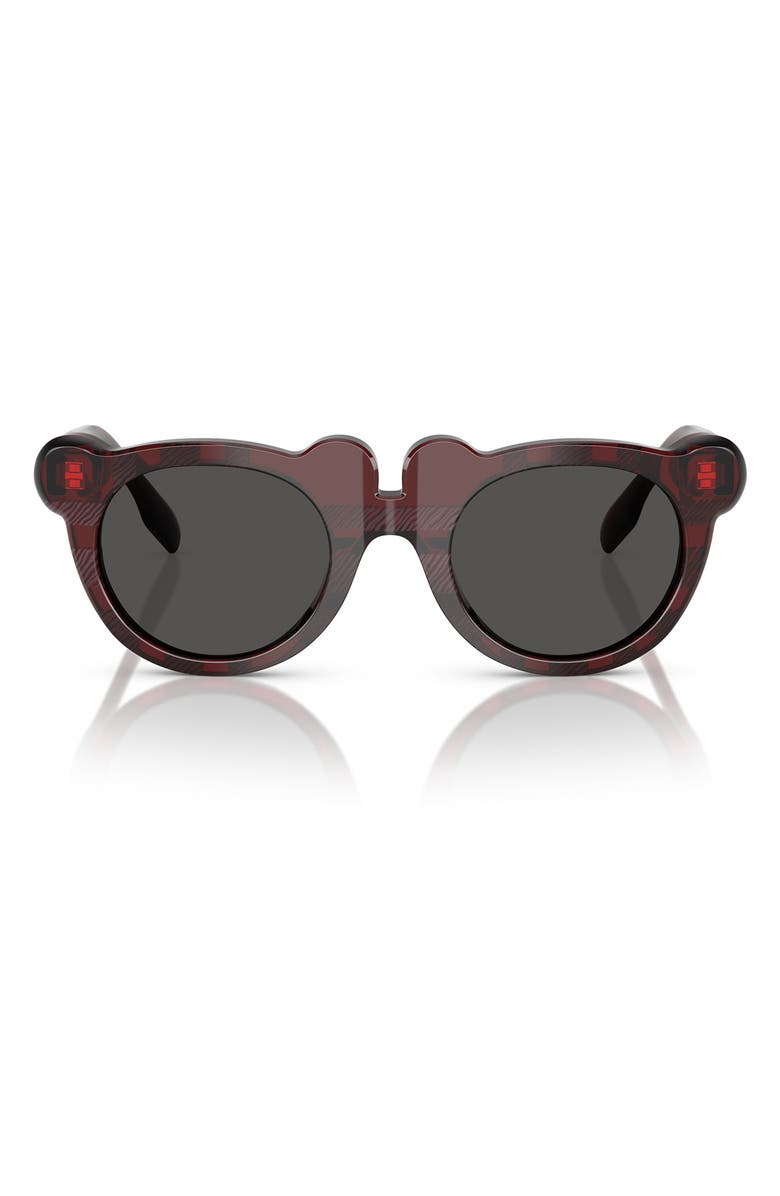 Burberry Kids' 43mm Irregular Sunglasses, Main, color, Check Red / Dark Grey