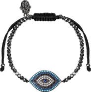 Karma and Luck Bright Outlook Hematite Evil Eye Charm Bracelet
