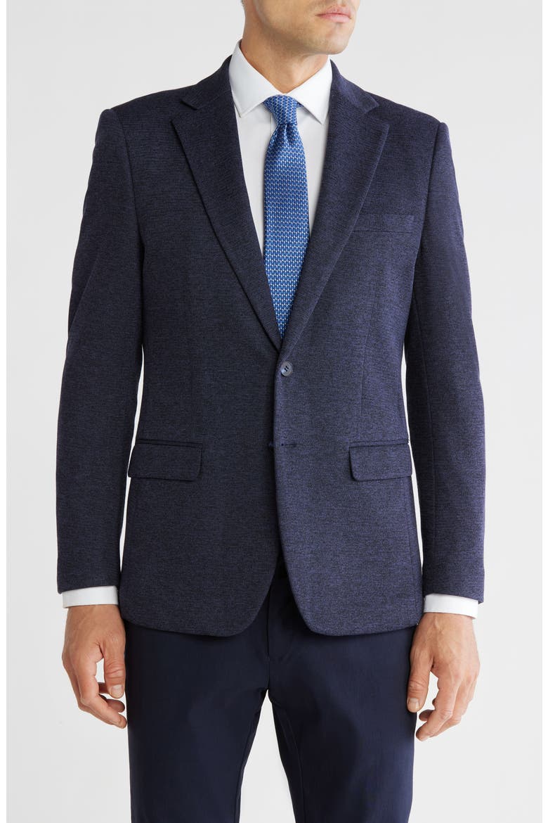 Solid Slim Fit Blazer, Main, color, NAVY MELANGE