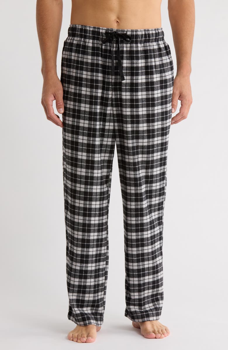 NORDSTROM RACK Plaid Flannel Pajama Pants, Main, color, Black Duofold Plaid