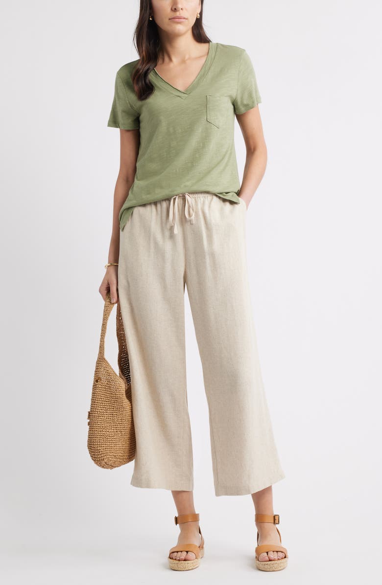 Caslon<sup>®</sup> Cotton & Modal V-Neck T-Shirt, Alternate, color, Olive Acorn