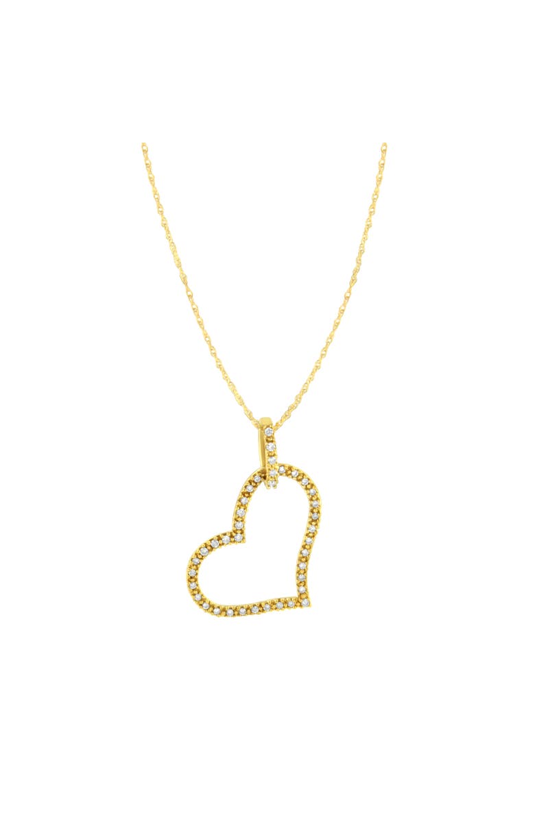 Haus of Brilliance 10K Yellow Gold 1/4 cttw Prong Set Diamond Open Heart 18" Pendant Necklace, Alternate, color, Yellow