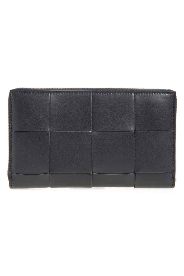 Cassette Intrecciato Leather Zip Around Continental Wallet, Alternate, color, 4143 NOCTUR/ BLUE ROY-SI
