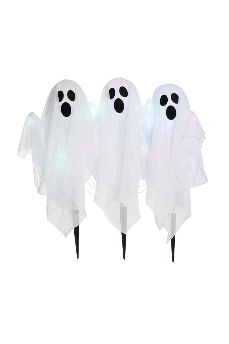 Lighted Up Ghost Halloween Stakes Set of 3, Main, color, White