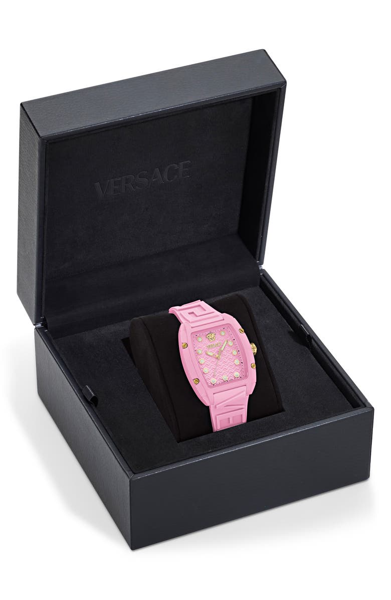 Versace Dominus Ceramic Strap Watch, 44mm x 36mm, Alternate, color, Pink
