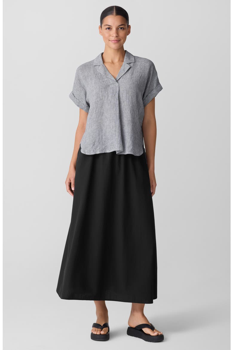 Curved Hem Organic Cotton Midi Skirt, Alternate, color, BLACK