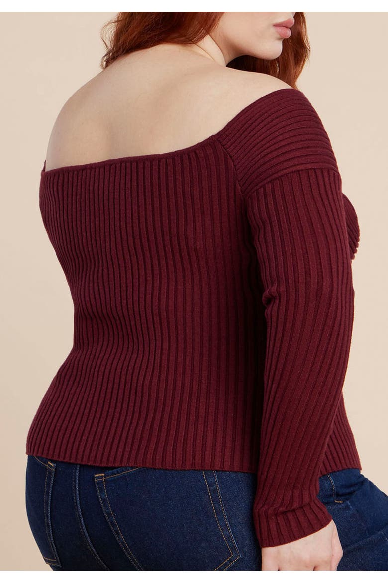 Bust-Stitch Off The Shoulder Sweater, Alternate, color, TAWNY PORT