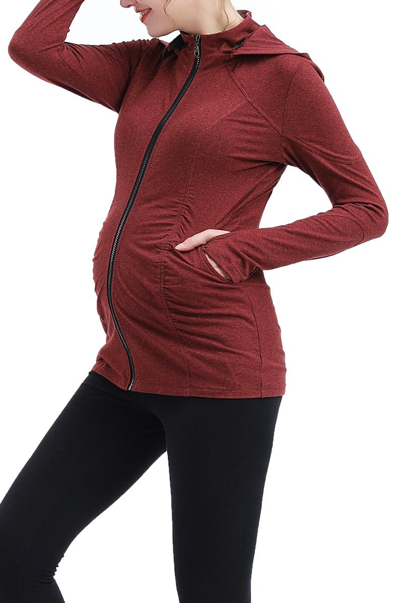Kimi and Kai Jojo Performance Maternity Jacket, Alternate, color, Maple Red