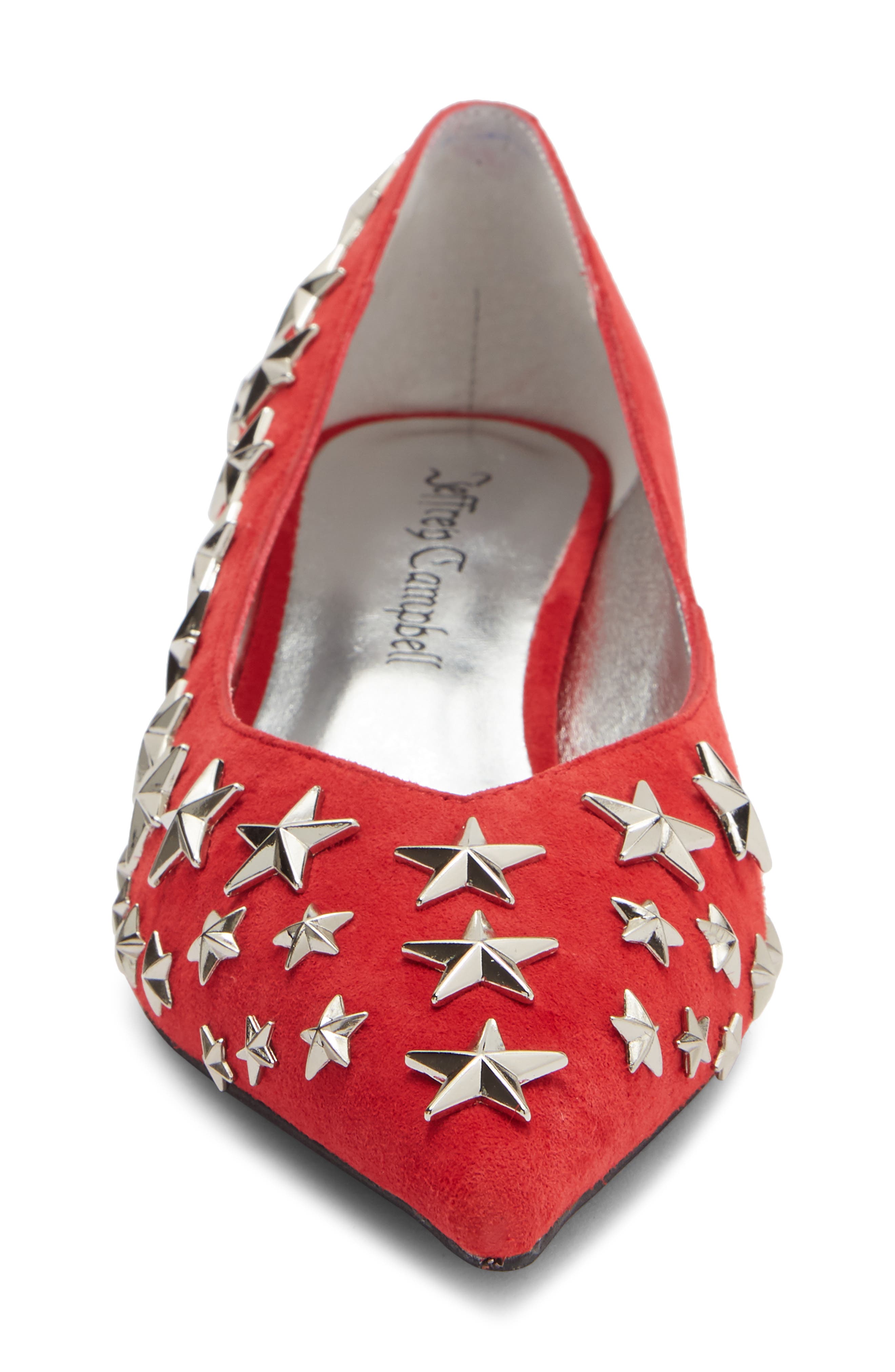 Starpower Studded Pump, Alternate, color, RED SUEDE SILVER