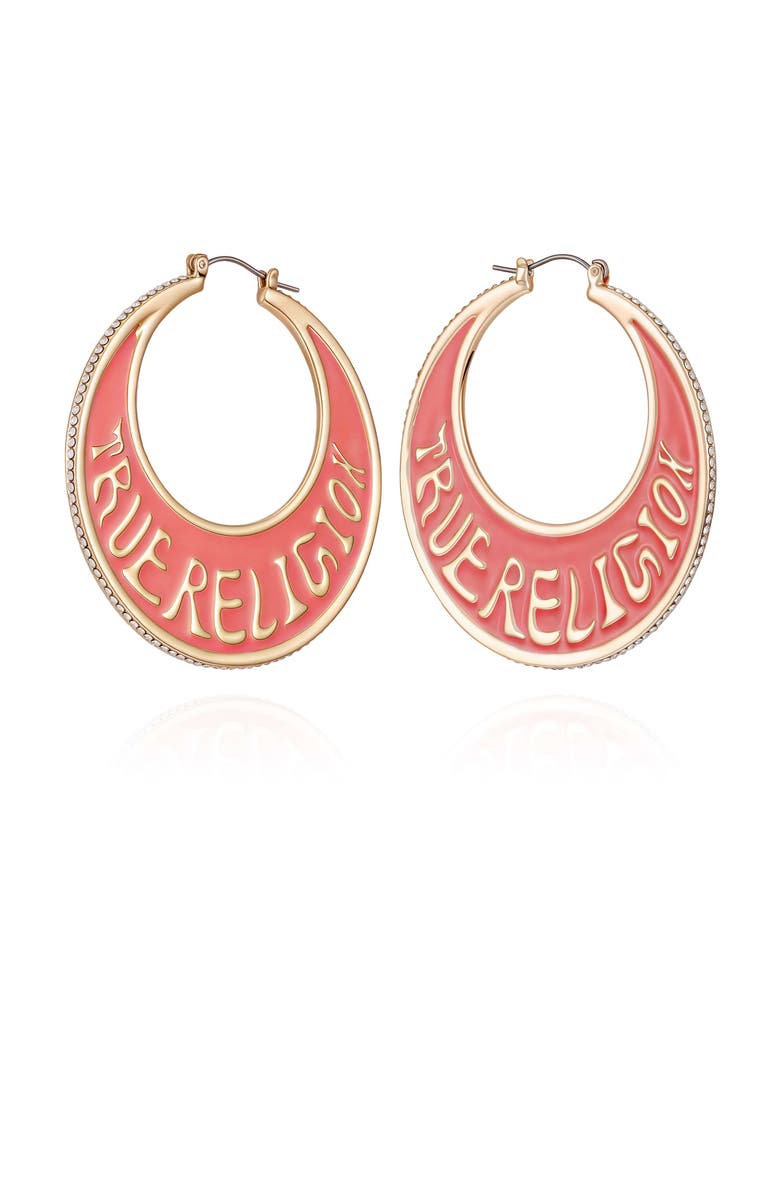 True Religion Logo hoop, Alternate, color, Rose Gold