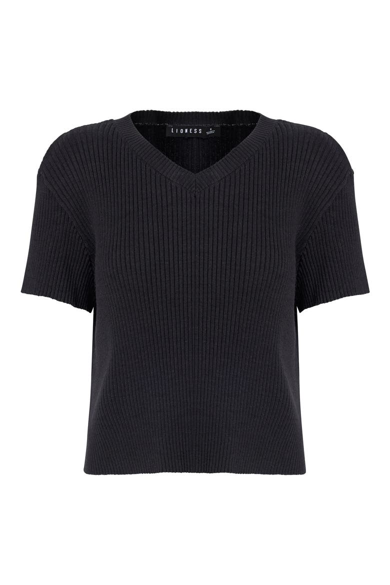 North Light Rib Cotton T-Shirt, Alternate, color, ONYX KNIT