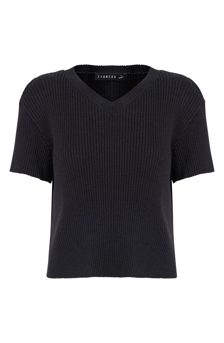 LIONESS North Light Rib Cotton T-Shirt, Alternate, color, Onyx Knit