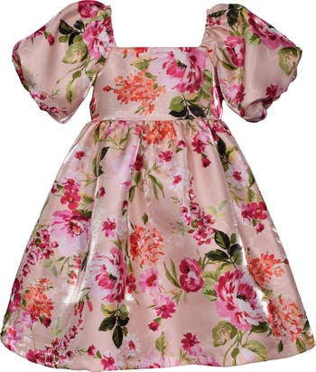 Kids' Shimmer Floral Print Dress