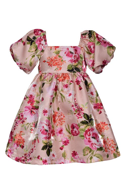 Iris & Ivy Kids' Shimmer Floral Print Dress in Blush 