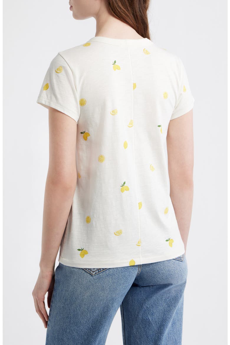 Lemon Print Cotton Tee, Alternate, color, BONE