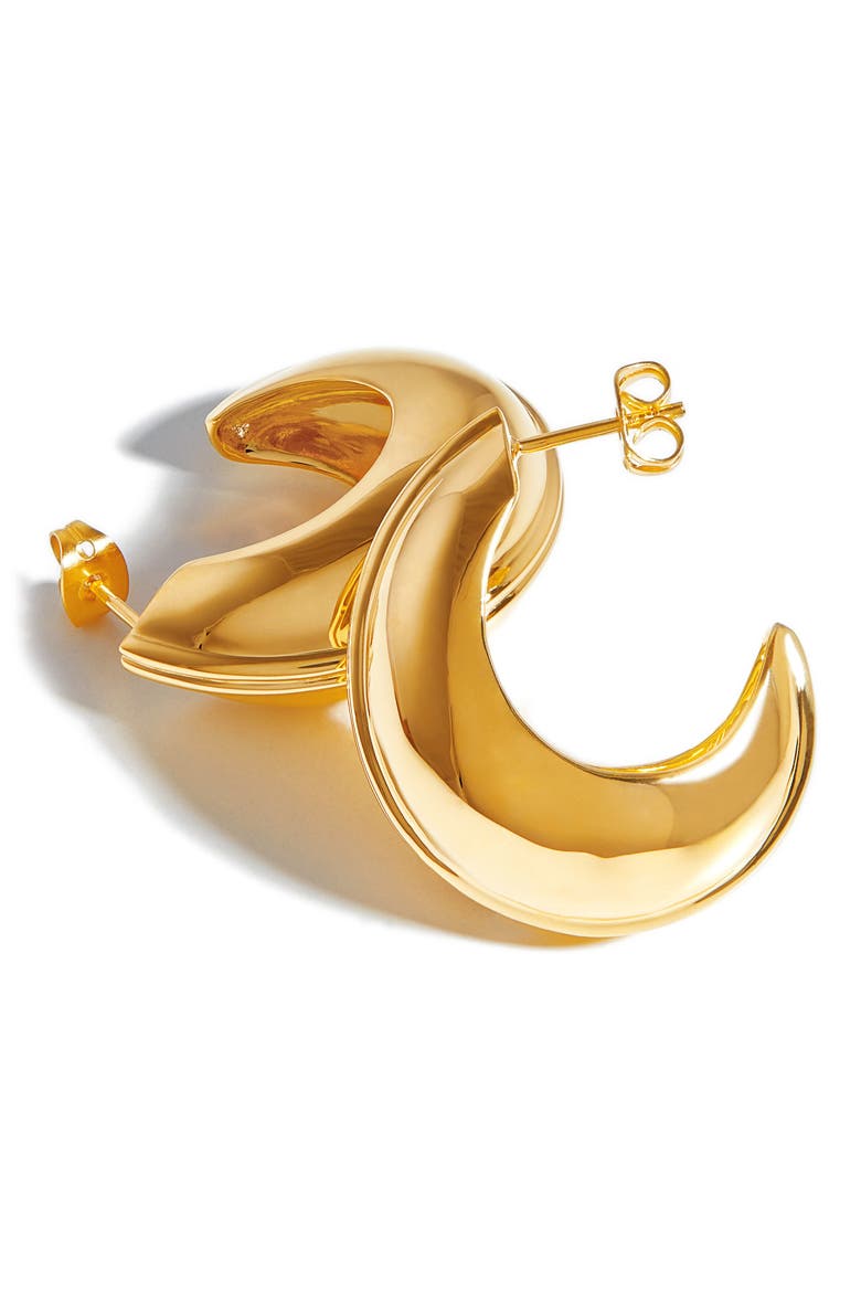 Large Ridge Dome Hoop Earrings, Alternate, color, GOLD