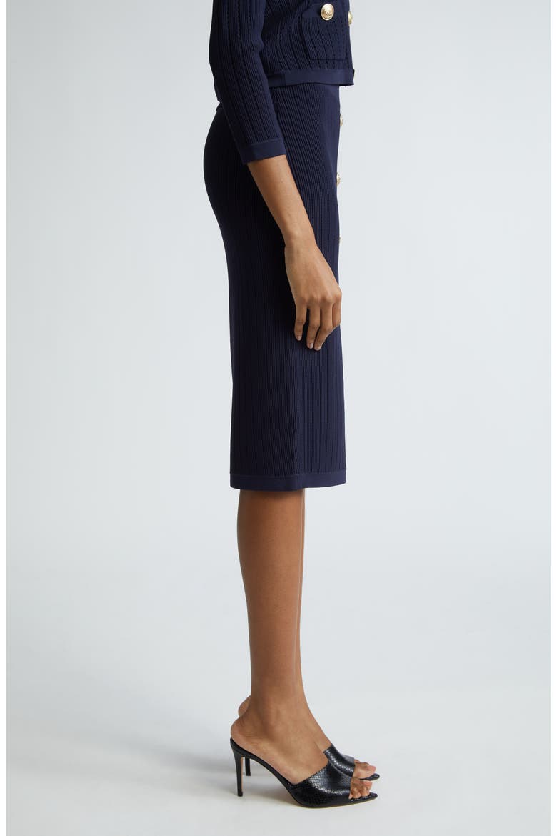 Melania Pointelle Button Front Sweater Skirt, Alternate, color, MIDNIGHT/ GOLD
