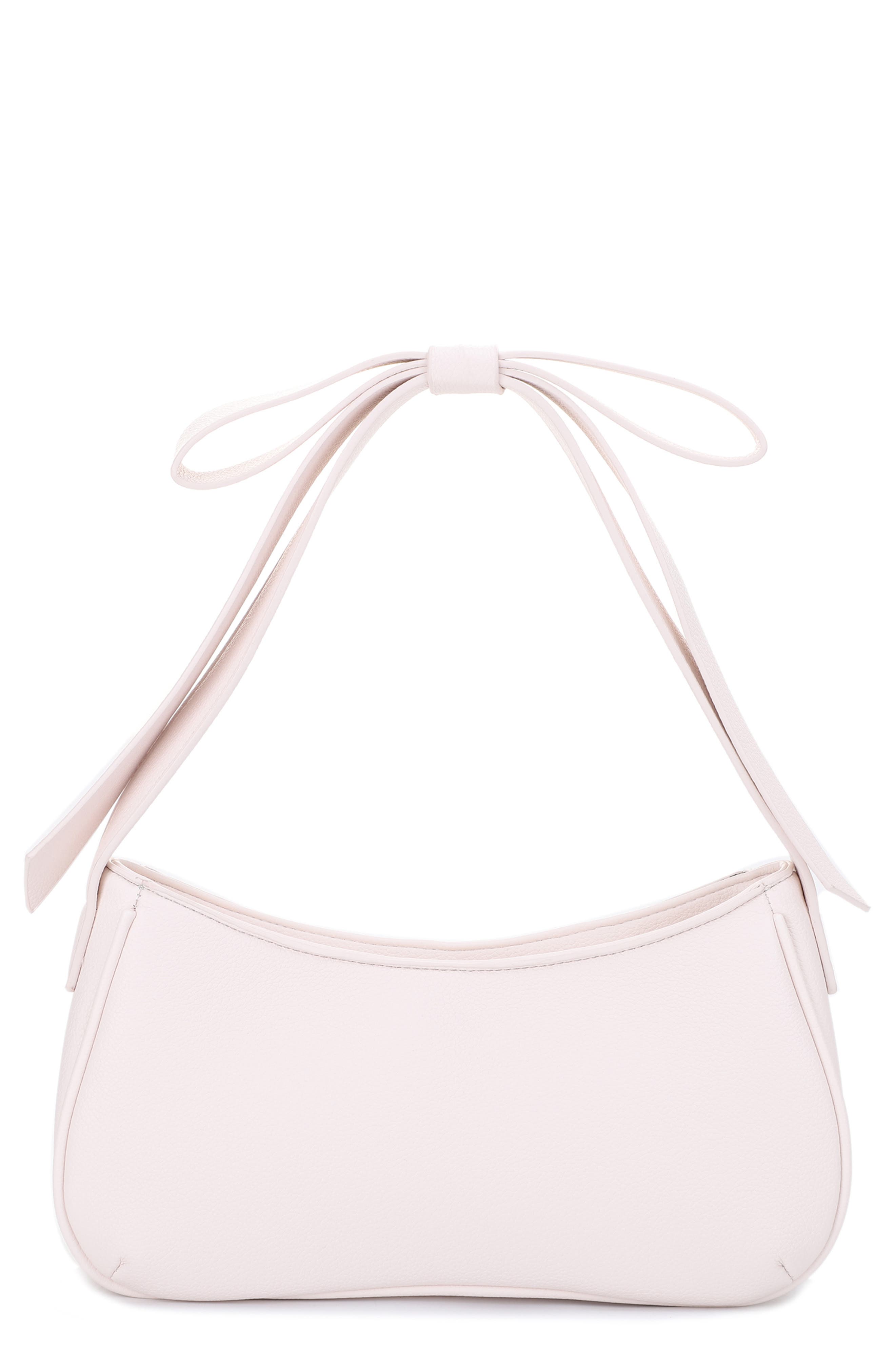 Mali + Lili Marissa Bow Recycled Vegan Leather Shoulder Bag in Ivory 