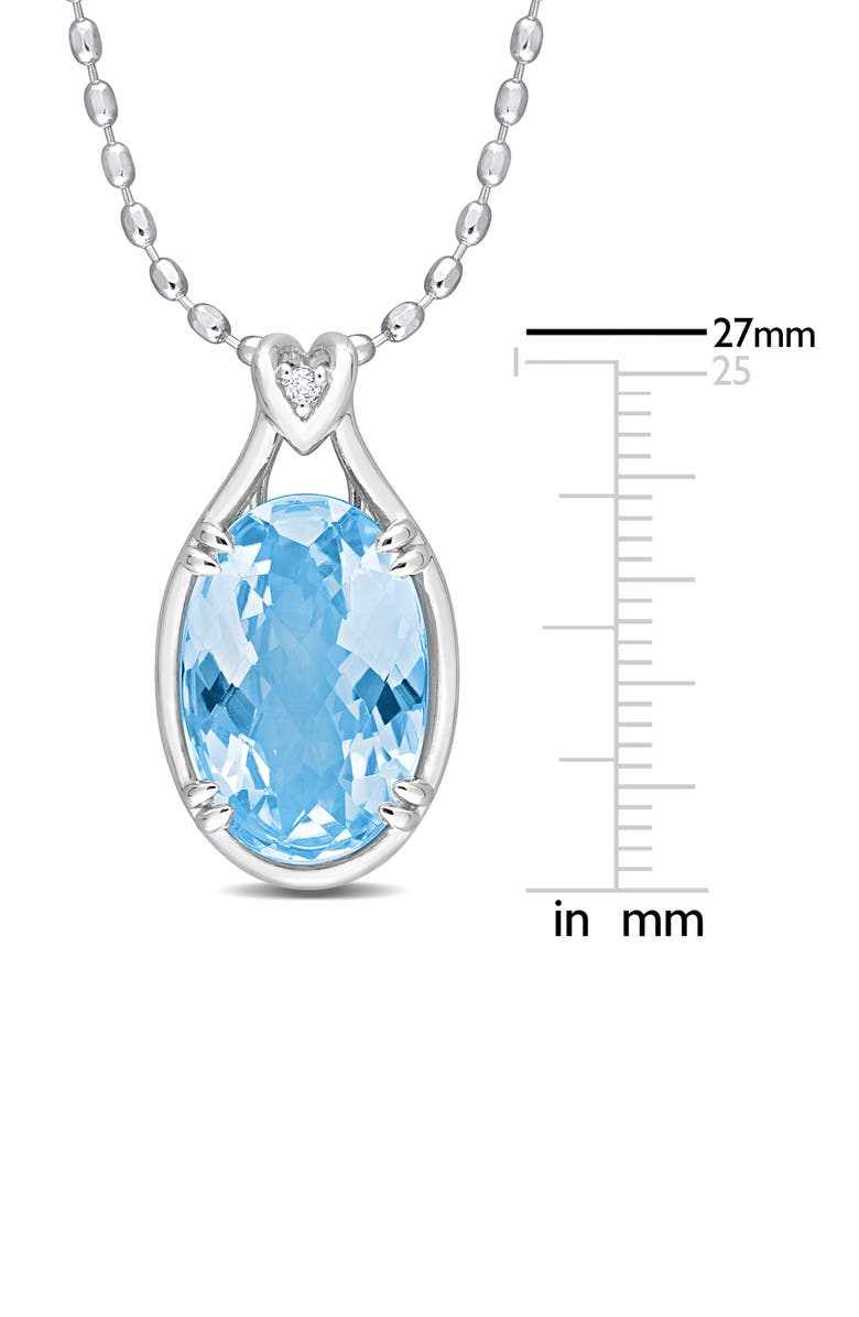 DELMAR Sterling Silver Oval Blue Topaz & White Topaz Pendant Necklace, Alternate, color, 