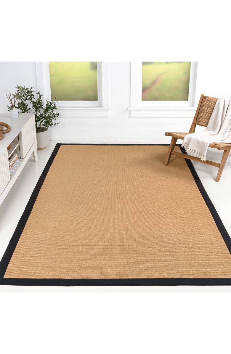 JONATHAN Y Camden Farmhouse Cottage Border Jute Area Rug, Alternate, color, Natural/Black