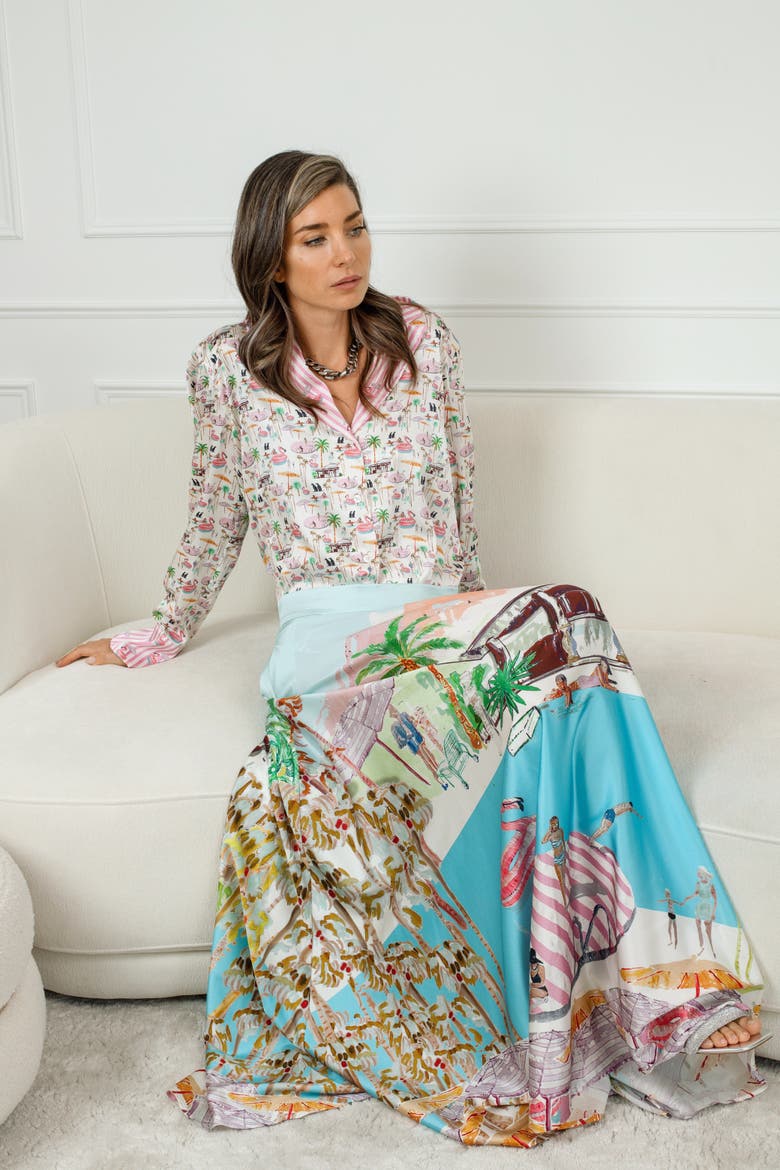 Maxi Skirt - "Pink Flamingo Club", Alternate, color, Pink Flamingo
