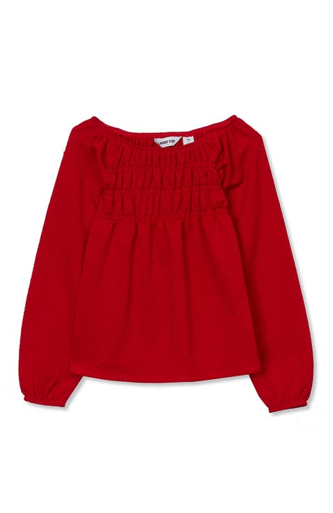 Girls Smocked Long Sleeve Knit Shirt